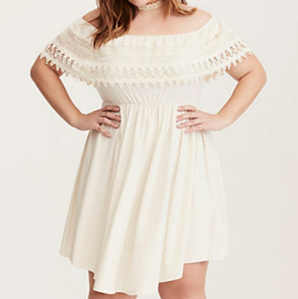 TORRID Off Shoulder V-Hem Dress
